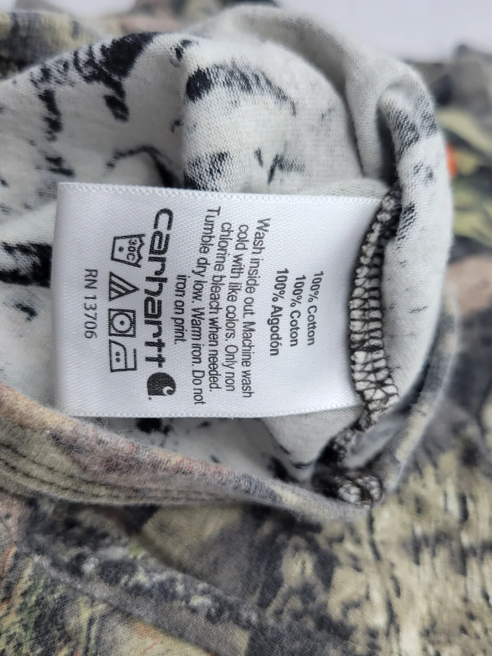 Carhartt Camo One-Piece Bodysuit with Orange Logo
